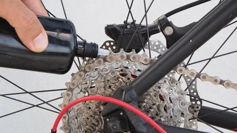 Lubrication bicycle chain. Stock Footage 125312196