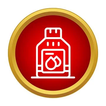 Lubrication fluid bottle icon with drops Stock Illustration
