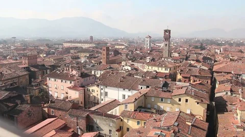 Lucca, view from the tower - Tuscany landscape Stock Footage 72903064