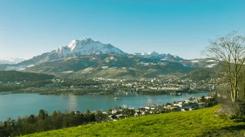 Lucerne and Mount Pilatus Stock Footage 34761062
