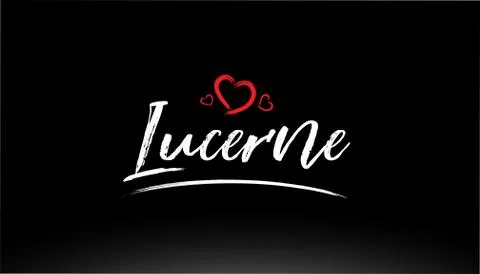 Lucerne city hand written text with red heart logo Stock Illustration