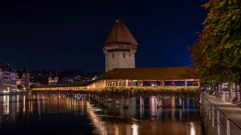 Lucerne at night 02 Video stock 117735982