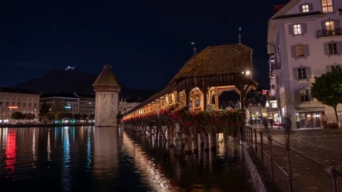 Lucerne at night Video stock 117735963