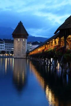 Lucerne by night Foto stock