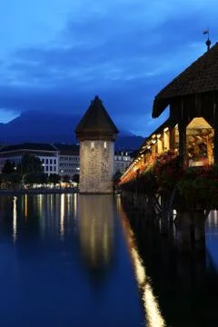 Lucerne by night Foto stock