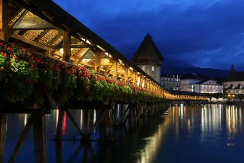 Lucerne by night Stock Photos