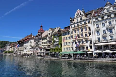 Lucerne Riverfront Stock Photos