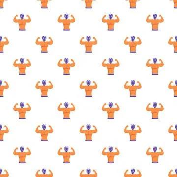 Lucha libre wrestler mask flexing muscles seamless pattern Stock Illustration