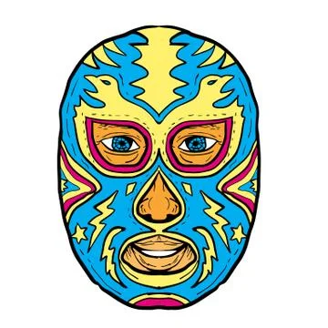 Luchador Mask Eagle Lightning Bolt Drawing Stock Illustration
