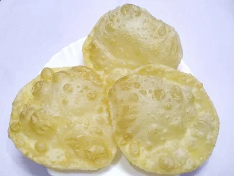 Luchi,deep fried flat bread of maida flour, Stock Photos
