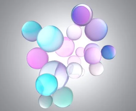 A lucid 3D composition of iridescent pastel bubbles Stock Illustration