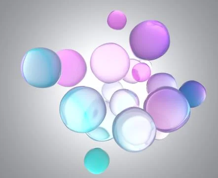 A lucid 3D composition of iridescent pastel bubbles Stock Illustration