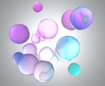 A lucid 3D composition of iridescent pastel bubbles Stock Illustration