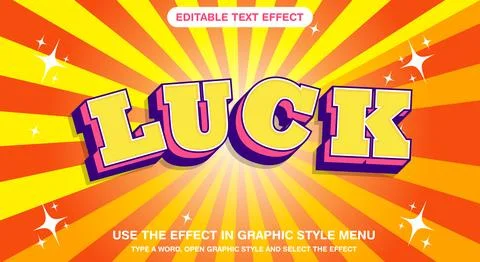Luck 3d text effect template Stock Illustration