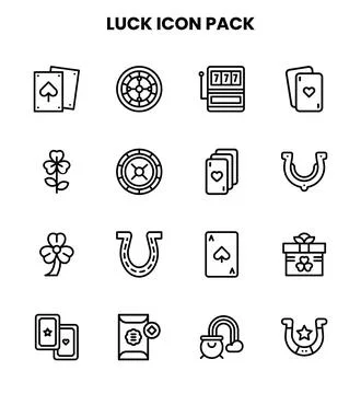 Luck Line Design Icons Pack Stock Illustration