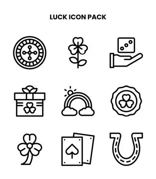 Luck Line Icons Pack Stock Illustration