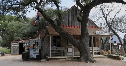 Luckenbach Texas historic Post Office music hall 4K Video stock 103125548