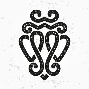 Luckenbooth brooch vector design element. Vintage Scottish two heart shape Stock Illustration