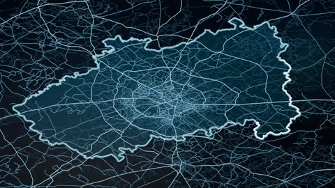Lucknow India Glowing Digital Map Animation 4K Stock Footage 337428823