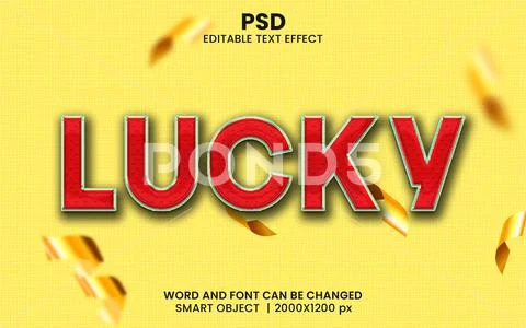 Lucky 3d Text Effect Editable PSD Modello PSD