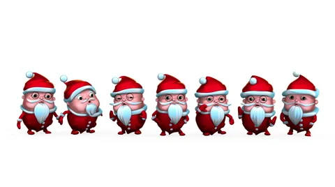 Lucky 7 Santa Clauses making funny movements. Seamless Stock Footage 45013208