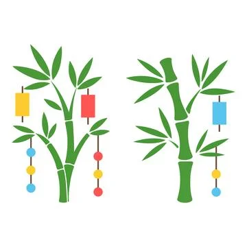 Lucky Bamboo Vector Illustration Set Chinese New Year Bamboo Plant Stock Illustration