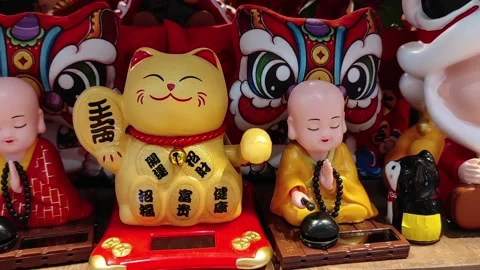 The Lucky cat waving hand Stock Footage 260676529