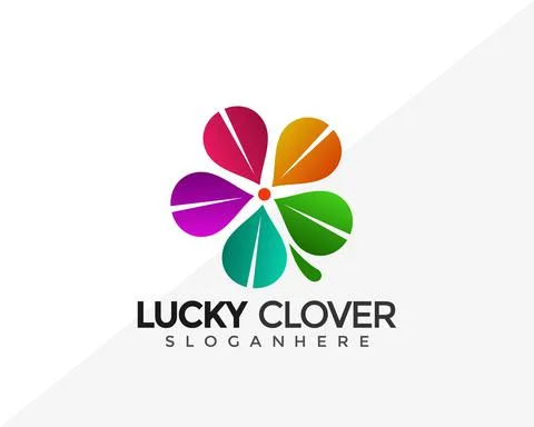 Lucky Clover Leaf Logo Design. Creative Idea logos designs Vector illustratio Stock Illustration