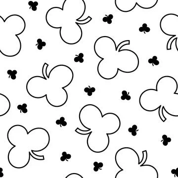 Lucky clover. Seamless pattern. Coloring Page. Stock Illustration