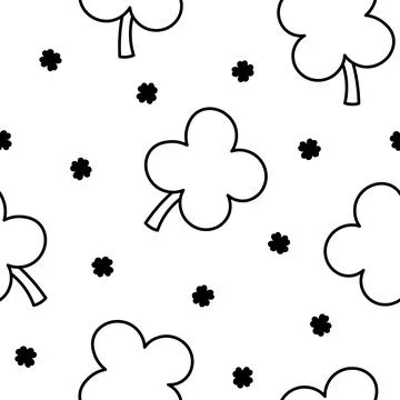 Lucky clover. Seamless pattern. Coloring Page. Stock Illustration
