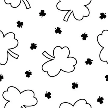 Lucky clover. Seamless pattern. Coloring Page. Stock Illustration