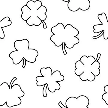Lucky clover. Seamless pattern. Coloring Page. Stock Illustration