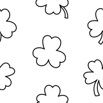 Lucky clover. Seamless pattern. Coloring Page. Stock Illustration