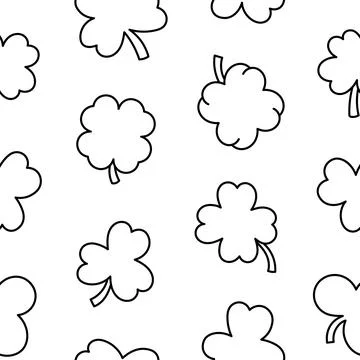 Lucky clover. Seamless pattern. Coloring Page. Stock Illustration