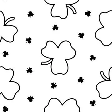 Lucky clover. Seamless pattern. Coloring Page. Stock Illustration