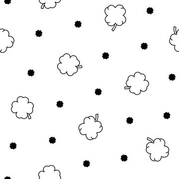 Lucky clover. Seamless pattern. Coloring Page. Stock Illustration