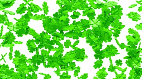Lucky clovers falling on simple background. Stock Footage 287752156