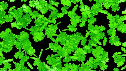 Lucky clovers falling on simple background. Stock Footage 287753891