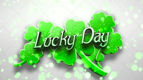 Lucky Day with Irish shamrocks pattern and flying glitters on white gradient Stock Footage 232837184