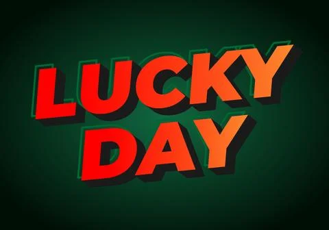 Lucky Day text effect Typography Design Illustrazione stock