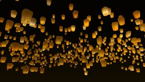 Lucky Floating Sky Lanterns Release into the Night Sky Illustrazione stock