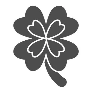 Lucky four leaf clover solid icon. Irish shamrock for fortune glyph style Stock Illustration