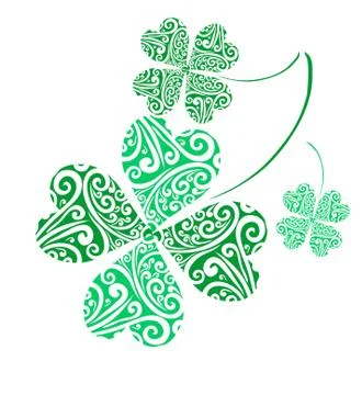 Lucky four leaf clovers Stock Illustration