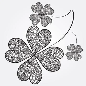 Lucky four leaf clovers Stock Illustration