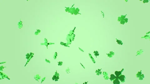 Lucky Green Falling Four Leaf Clovers St. Patrick's Day Shamrocks Stock Footage 138518916