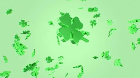 Lucky Green Falling Four Leaf Clovers St. Patrick's Day Shamrocks Illustrazione stock