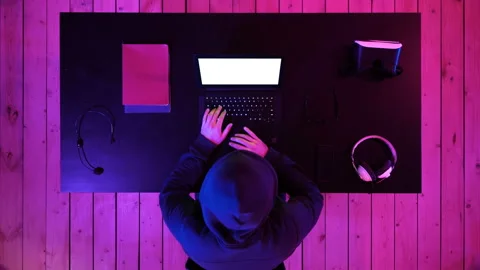 Lucky hacker won with his laptop. White Display. Stock-Footage 101826180