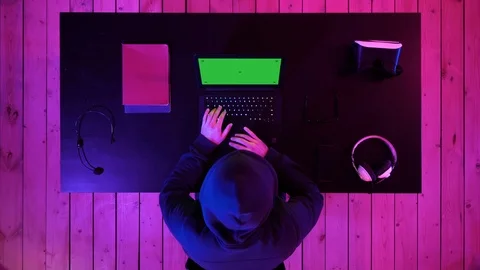 Lucky hacker won with his laptop. Green Screen Mock-up Display. Stock-Footage 103544091