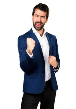 Lucky handsome man Stock Photos