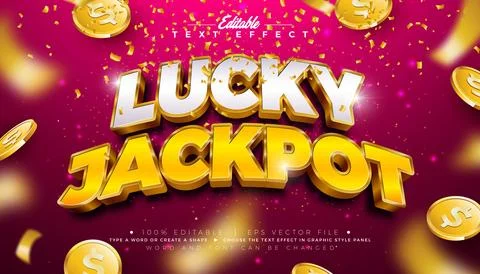 Lucky Jackpot 3D Text Effect Design Editable and Scalable Vector Graphic Style Stock Illustration